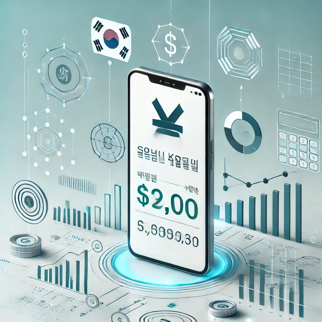 세금 환급과 모바일 앱을 상징하는 그래픽 배경 (사람 없음)