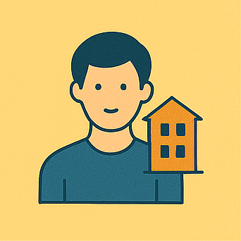 투자자 아이콘&amp;#44; 소형 아파트&amp;#44; 수익 서류 일러스트