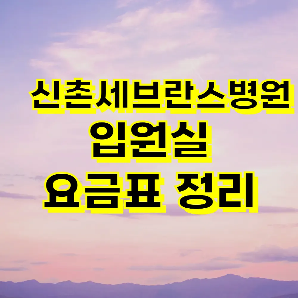 신촌세브란스병원 입원실 요금표 정리