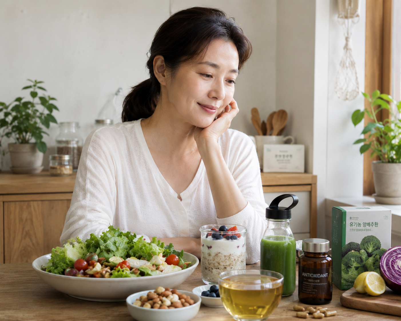 건강한 라이프스타일의 아침 식사