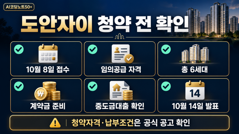 2026 도안자이 센텀리체 1단지 임의공급 청약일, 신청자격, 6세대 공급, 계약금, 중도금대출, 당첨자 발표 체크리스트