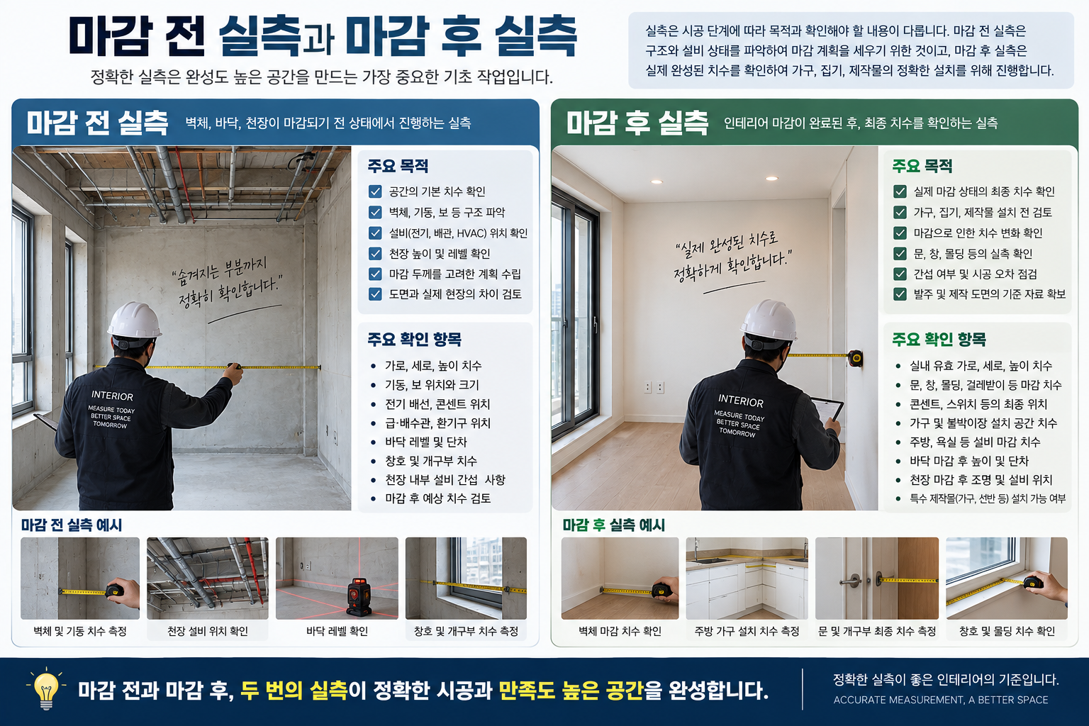 마감 전 실측과 마감 후 실측