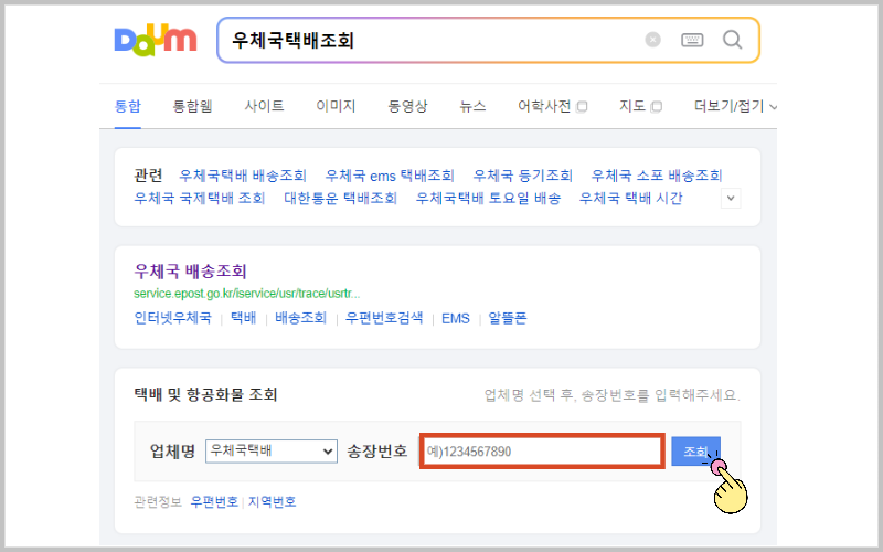 다음 우체국택배조회