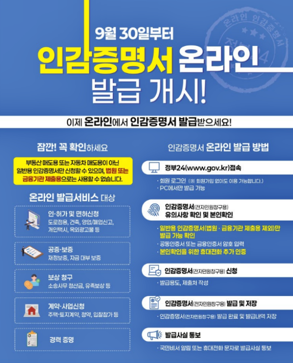 인감증명서 인터넷(온라인) 무료 발급 방법, 정부24 발급방법, 24시간 발급