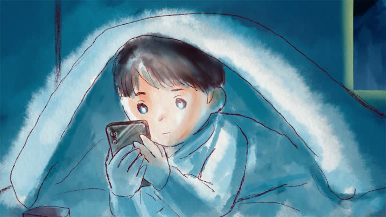 스마트폰 사용하는 어린이 사진