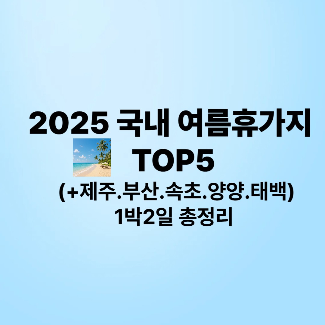 2025 국내 여름휴가지 TOP5
제주.부산.속초.양양.태백