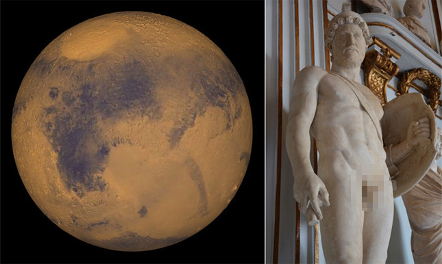 [좌] 화성, [우] 전쟁의 신 마르스 [출처 : 위키미디어]