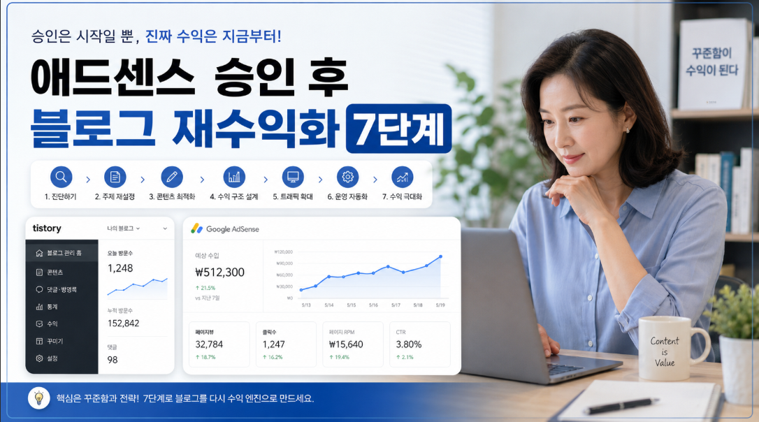 애드센스 승인 후 방치한 티스토리 블로그를 다시 수익화하는 7단계 썸네일 이미지