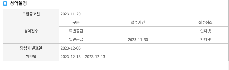 청약일정표