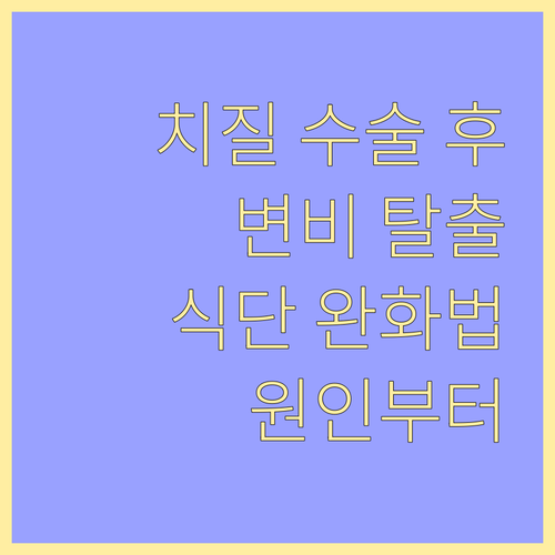 치질 수술 후 변비 탈출 가이드: 원..