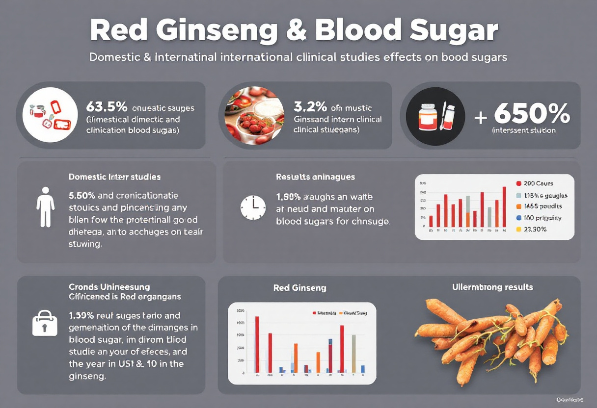 "홍삼의 혈당 관련 효과를 보여주는 국내외 임상연구 요약 인포그래픽"