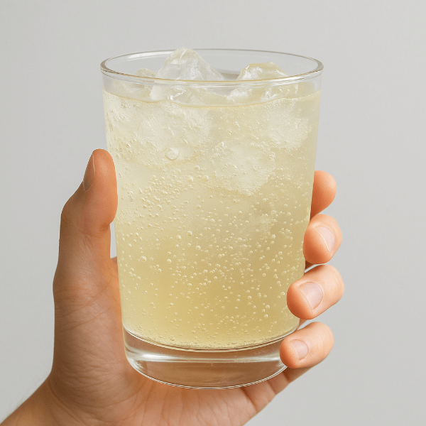 애사비를 희석해 넣은 시원한 탄산수 한컵