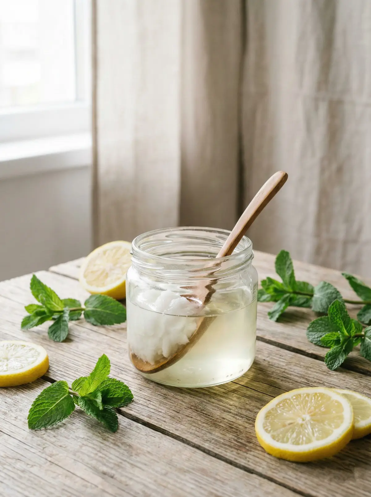 코코넛 오일과 숟가락, 깨끗하고 자연 친화적인 이미지