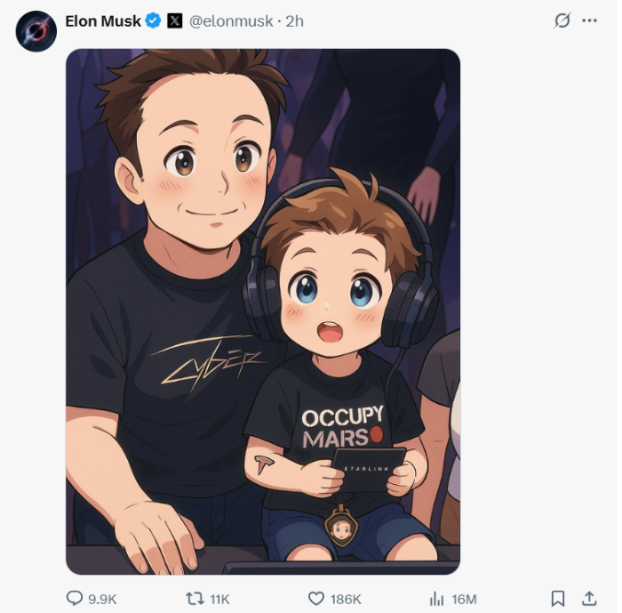 일론 머스크 본인이 올린 이미지