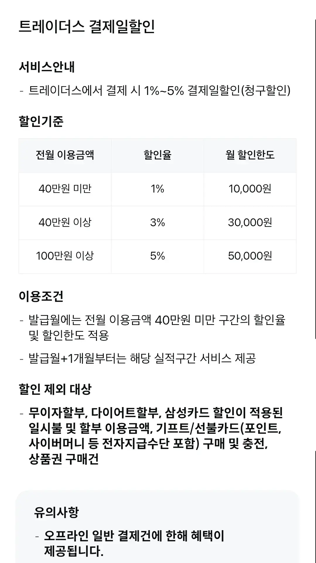 트레이더스신세계 삼성카드 연회비 및 혜택 안내