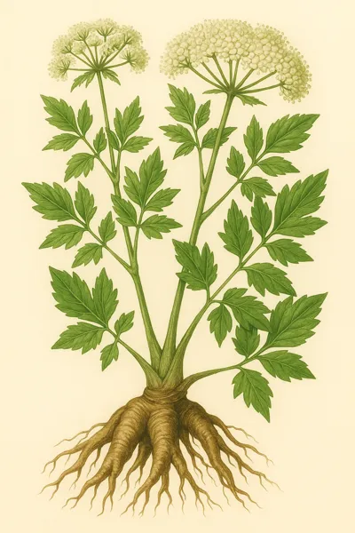 당귀 식물 세밀화