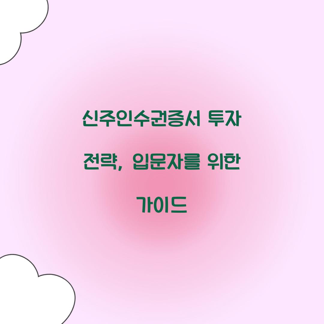 신주인수권증서 투자 전략