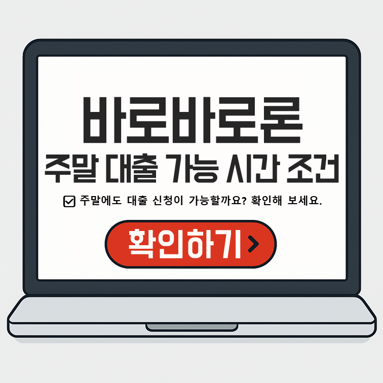 바로바로론 주말 대출 가능 시간 조건 안내 배너, 신청 버튼 강조
