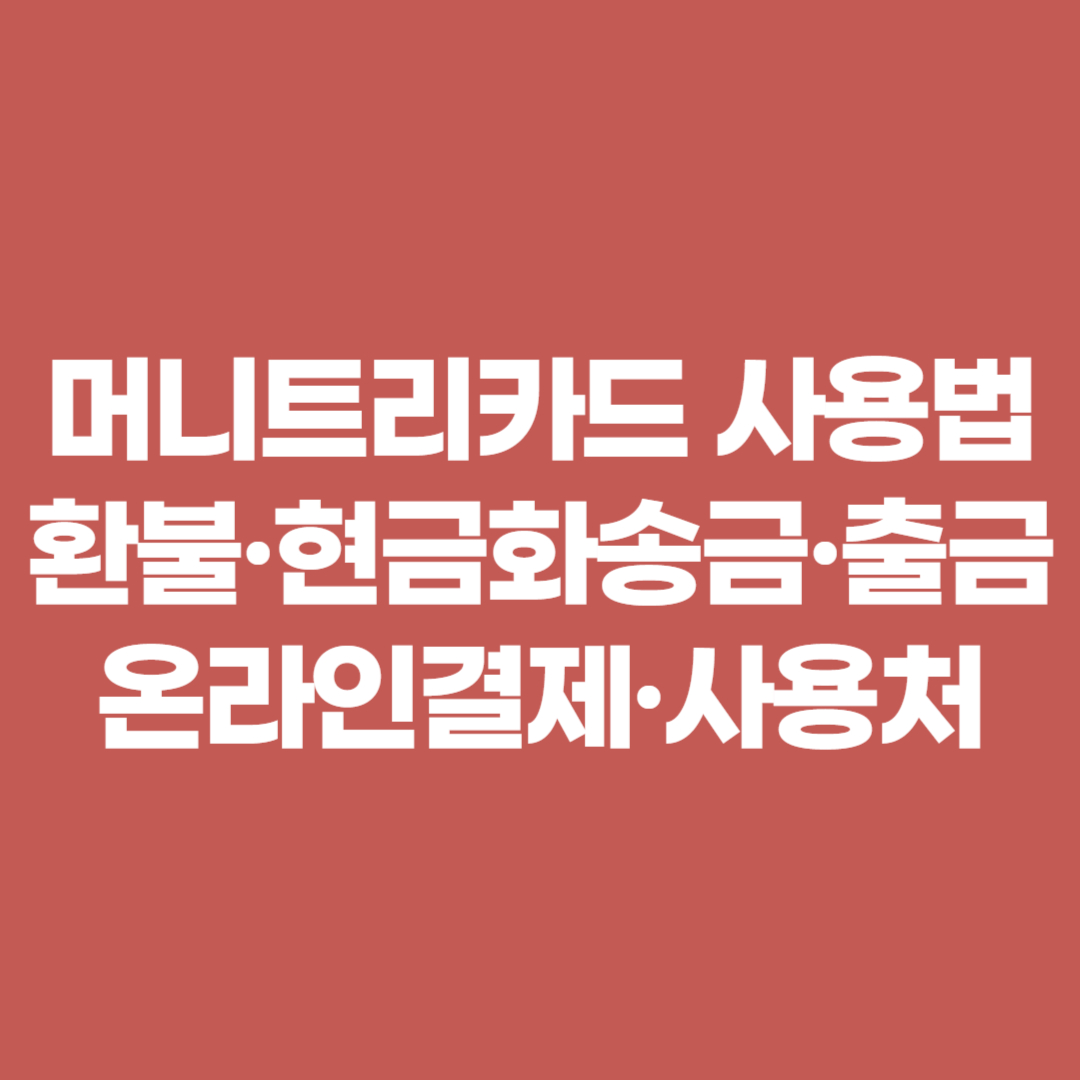 머니트리카드 사용법부터 환불·현금화·송금·출금·온라인결제까지 총정리 (사용처, 쿠팡, 편의점, 교통카드 포함)