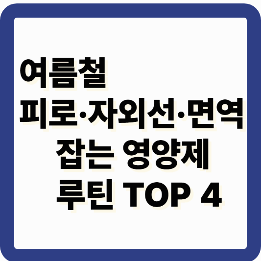 여름철 피로회복 영양제 추천 피부, 자외선, 면역까지 챙기는 건강 루틴