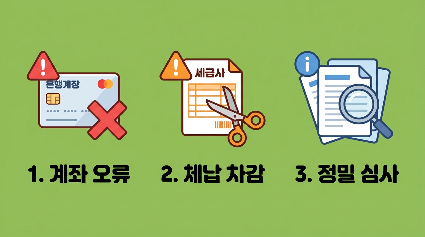 홈택스 국세환급금 지연을 유발하는 계좌 오류, 체납, 심사 지연 사유