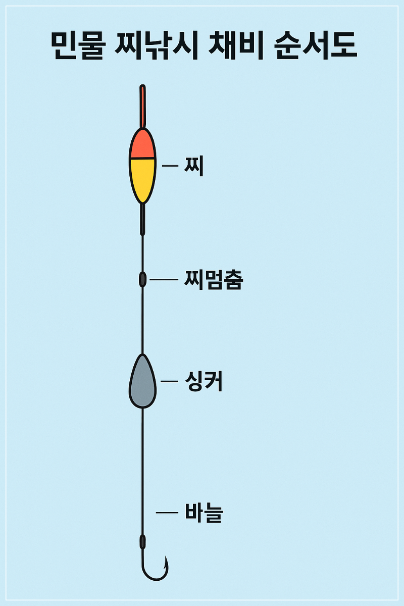민물 찌낚시 채비 순서도
