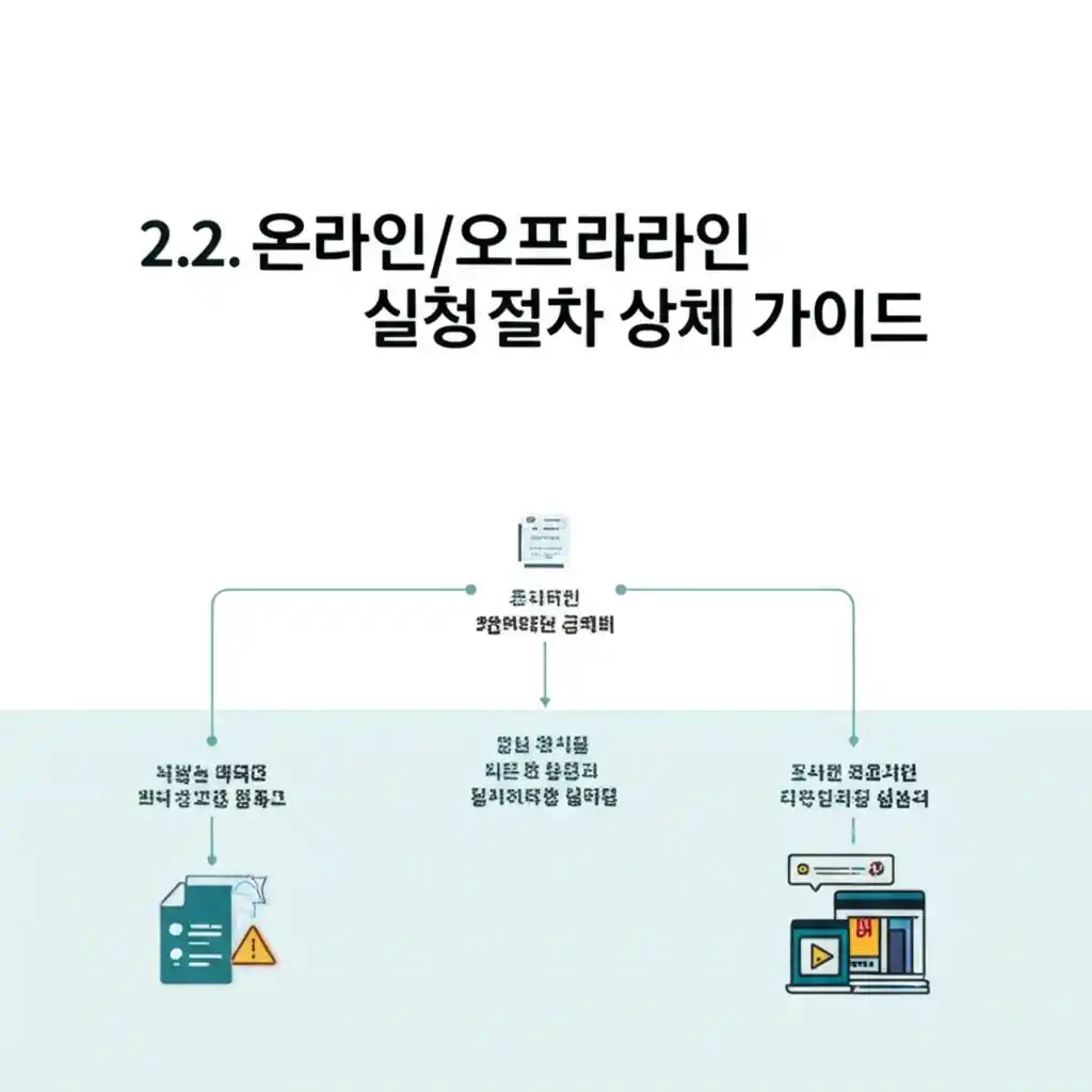 건설근로자 공제회 온라인/오프라인 신청 절차 단계별 가이드 흐름도