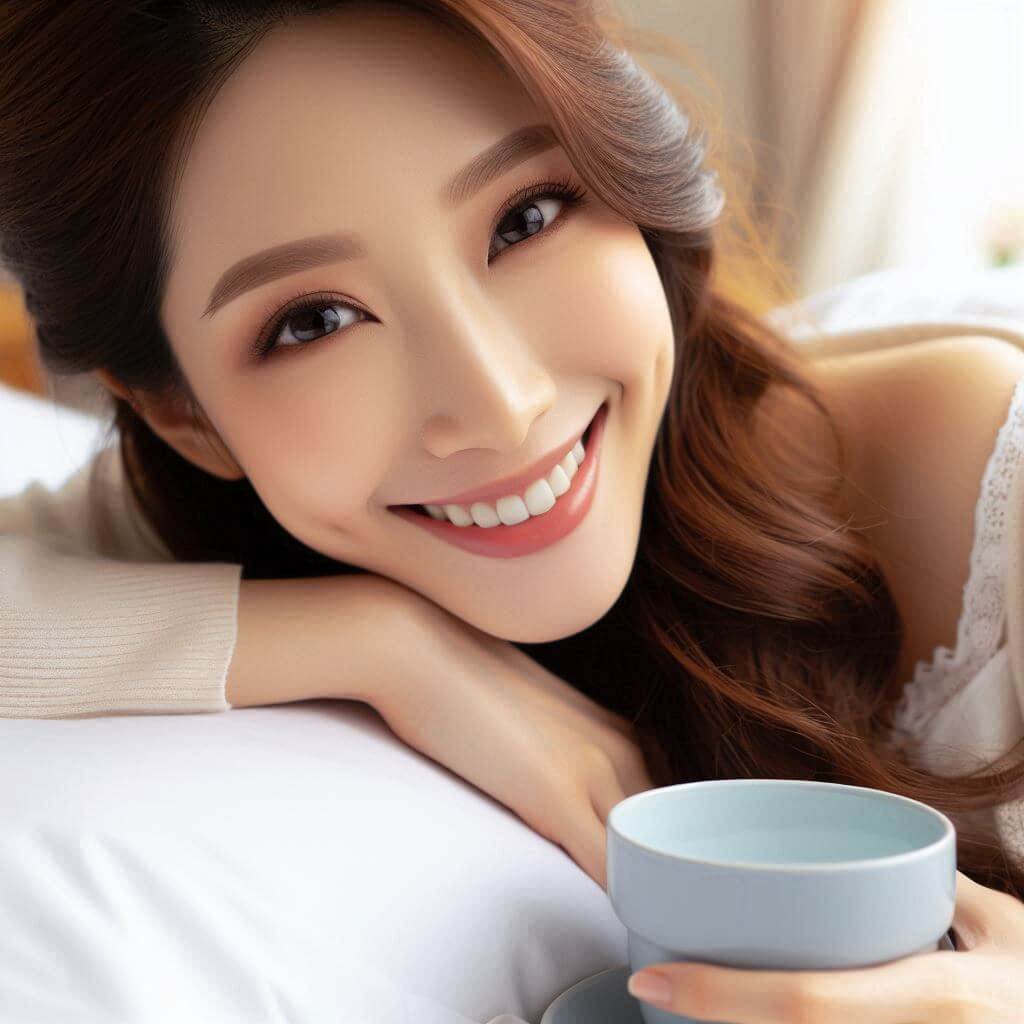 임신 사전건강검사를 받고 있는 임산부 물을 마시고 있다.