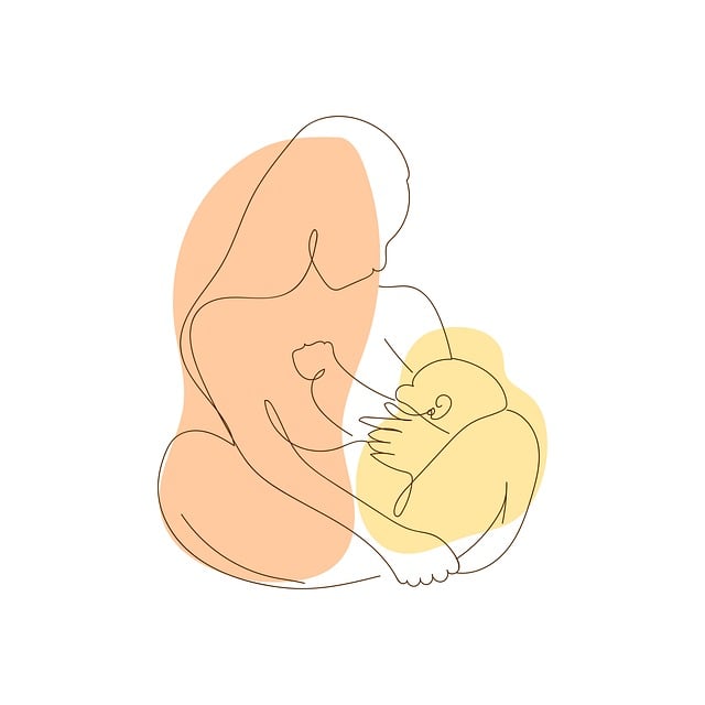수유 하고 있는 스케치 그림