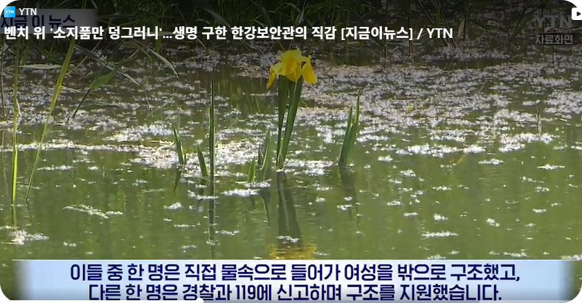 한강보안관의 기지와 용기, 한 생명을 다시 일으킨 밤 [사진=지금이뉴스, YTN 동영상 캡쳐]