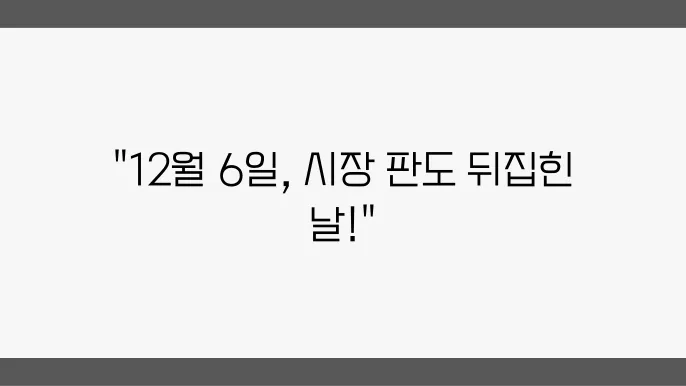 12월 6일, 미국 증시장 주요 흐름 분석