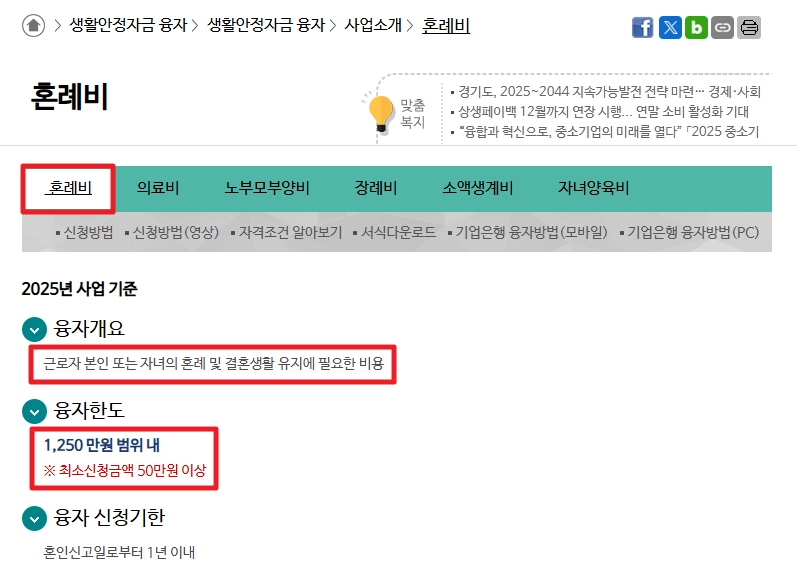 생활안정자금 융자신청 신청자격,융자한도