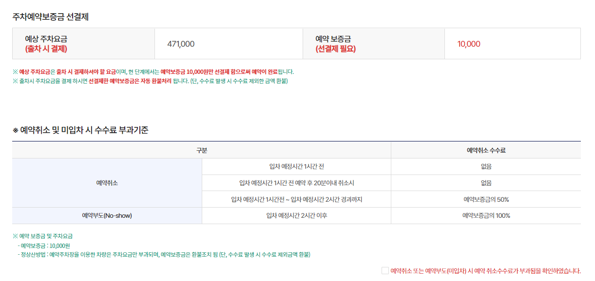 예약보증금 선결제