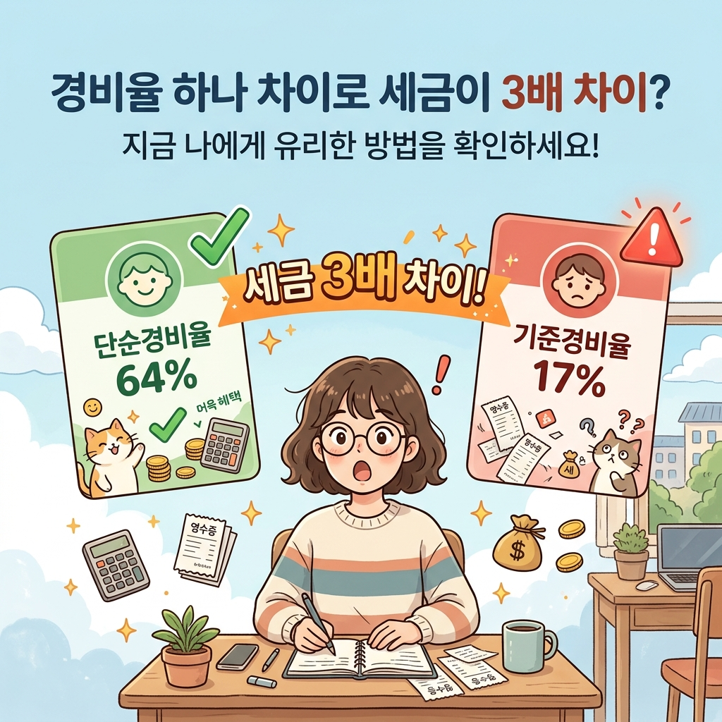 프리랜서 단순경비율 기준경비율 차이 세금 3배 비교