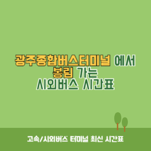 광주종합버스터미널에서 봉림 가는 시외버스 시간표 최신정보