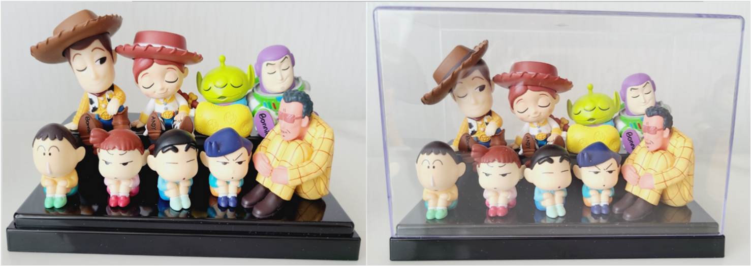 짱구,철수,유리,맹구,원장님,우디,제시,버즈 피규어