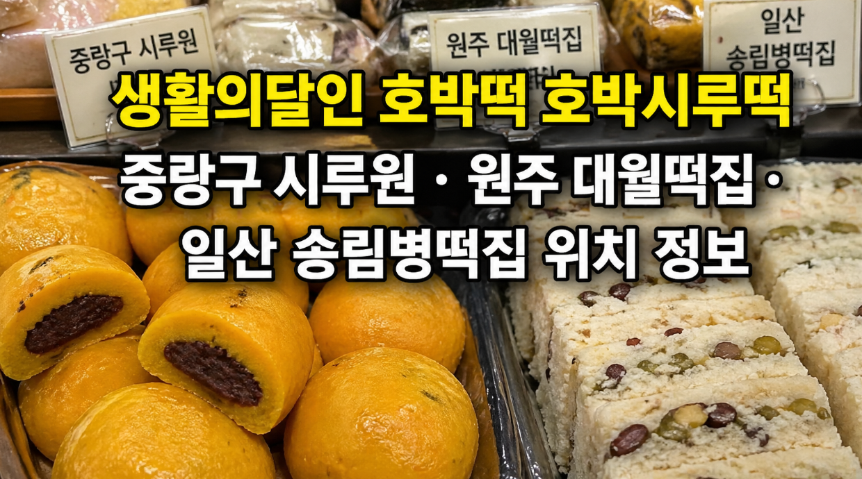 생활의달인 호박떡 맛집 원주 대월떡집 · 일산 송림병떡집 위치 총정리