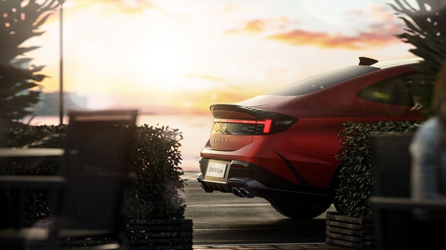 빨간색-쏘나타-더엣지-후면부