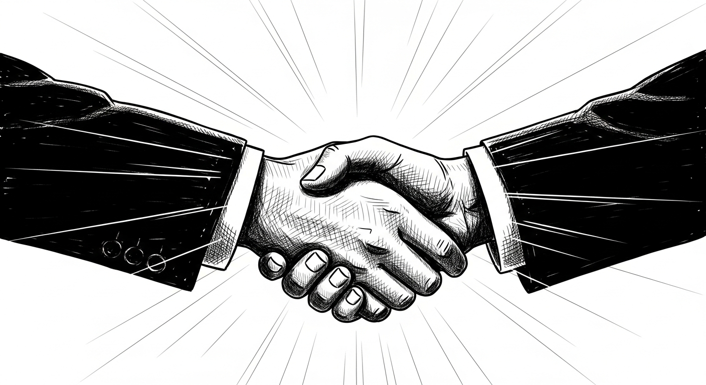 협력의 마무리를 상징하는 악수 실루엣
