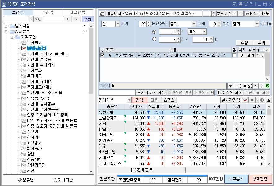 주가등락률-20%이상-조건추가-화면