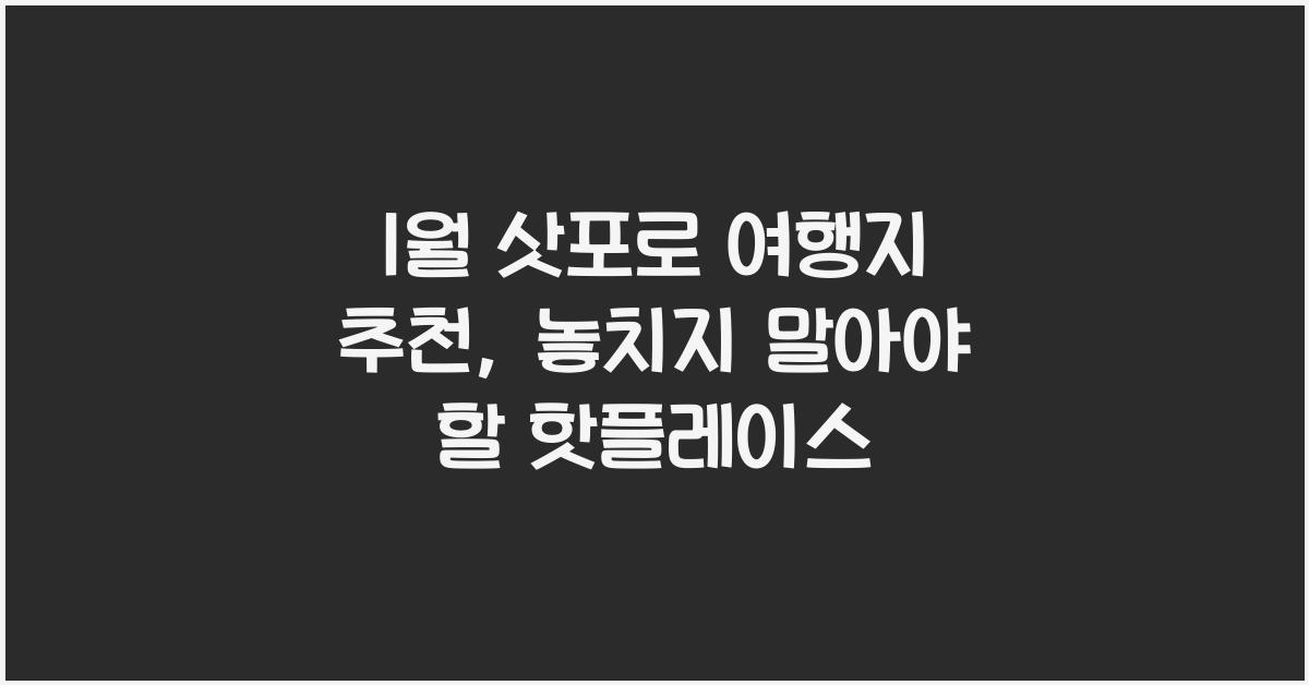 1월 삿포로 여행지 추천
