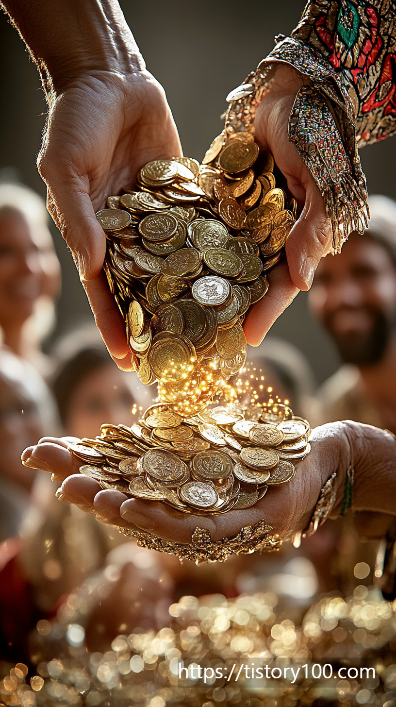 돈을 나누는 이미지