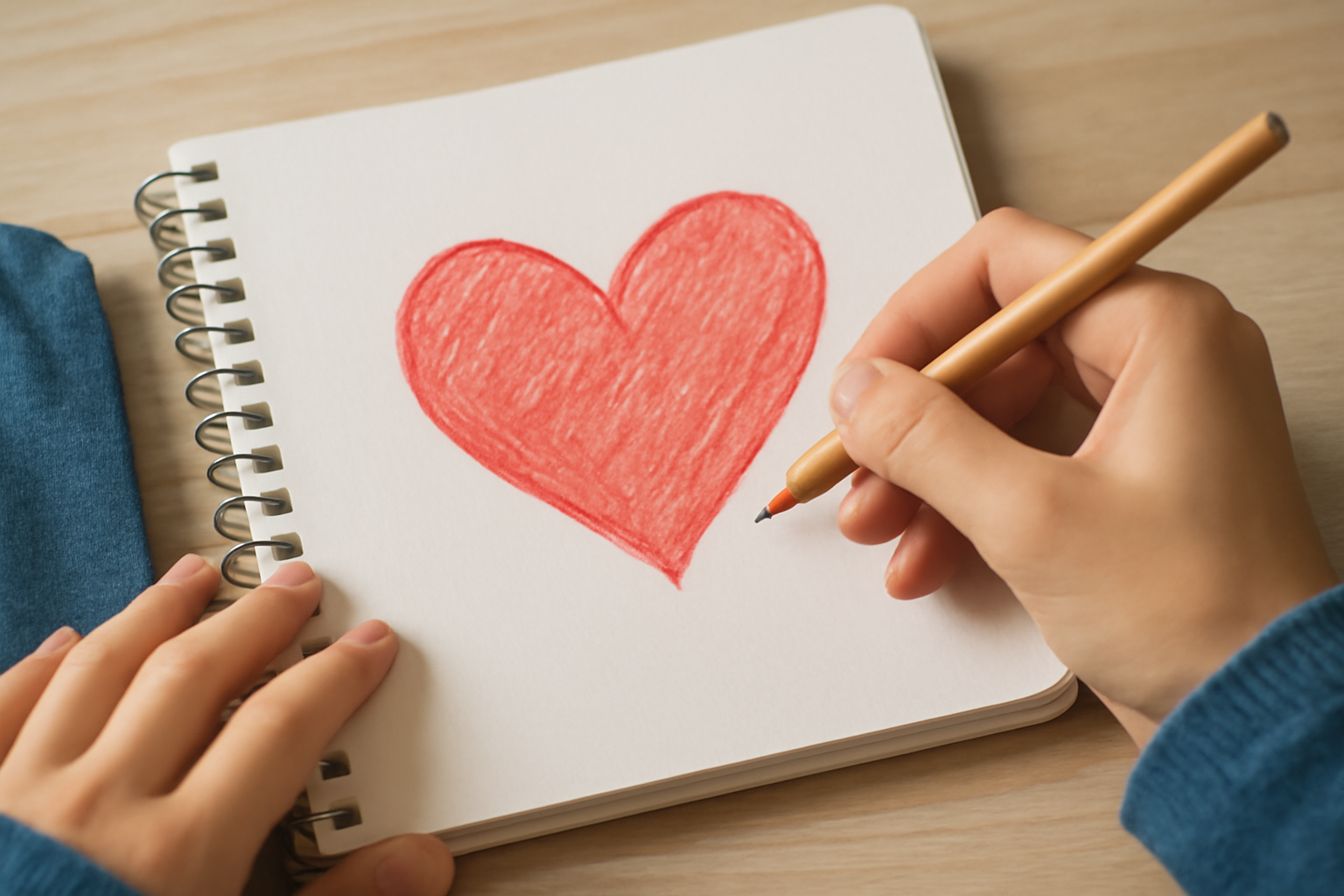 노트에 하트 그림