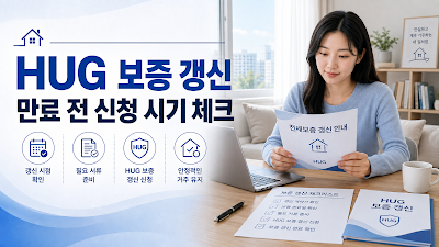 HUG 전세보증금반환보증 갱신 시기와 준비서류를 확인하는 이미지