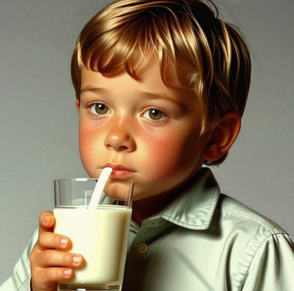 우유를 마시는 초등학생 남자아이