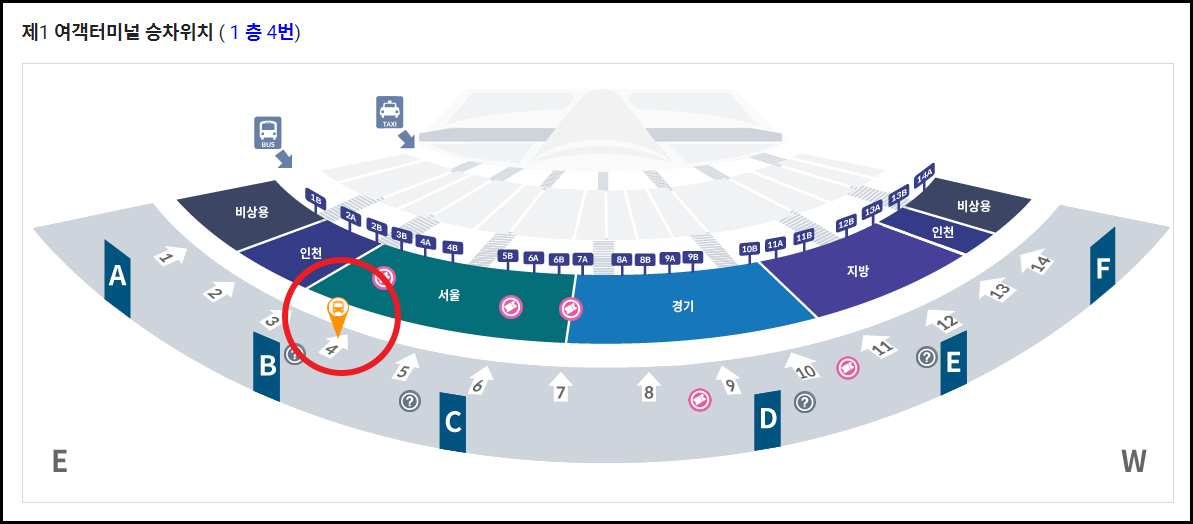 6006번 공항버스 인천공항 탑승장소