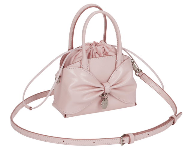 분크-핑크색-리본-가방