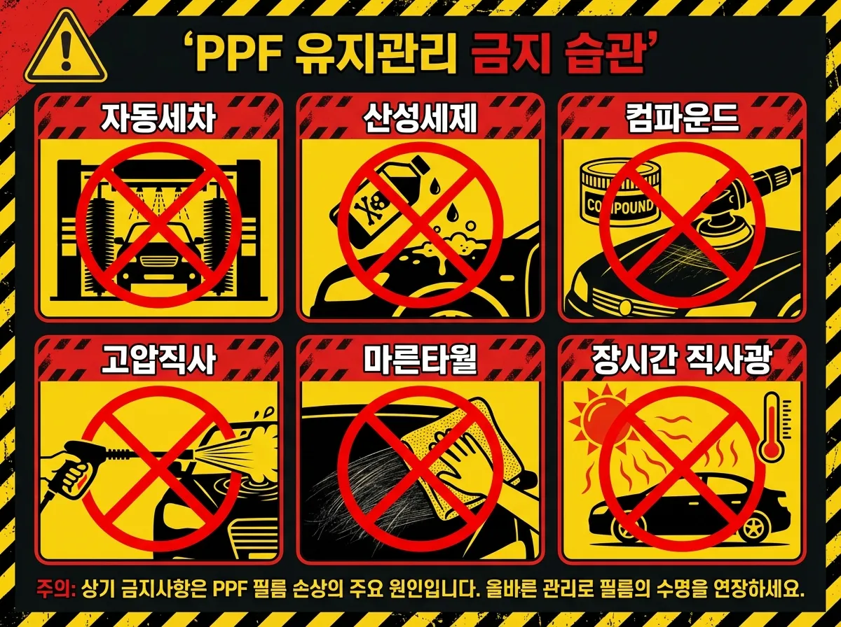 PPF 관리 금지 습관 6가지 요약 인포그래픽