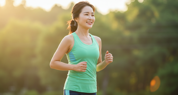 즐겁게 운동하는 50대 여성