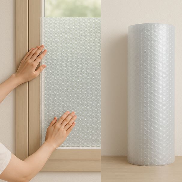 단열재 에어캡을 설치하는 모습